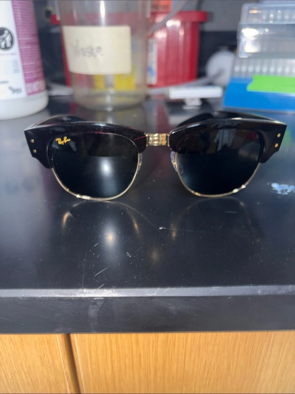 Ray-Ban Black & Gold Clubmaster Sunglasses for Men